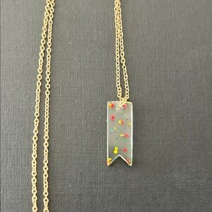 Gold Chain Necklace with confetti inlay pendant